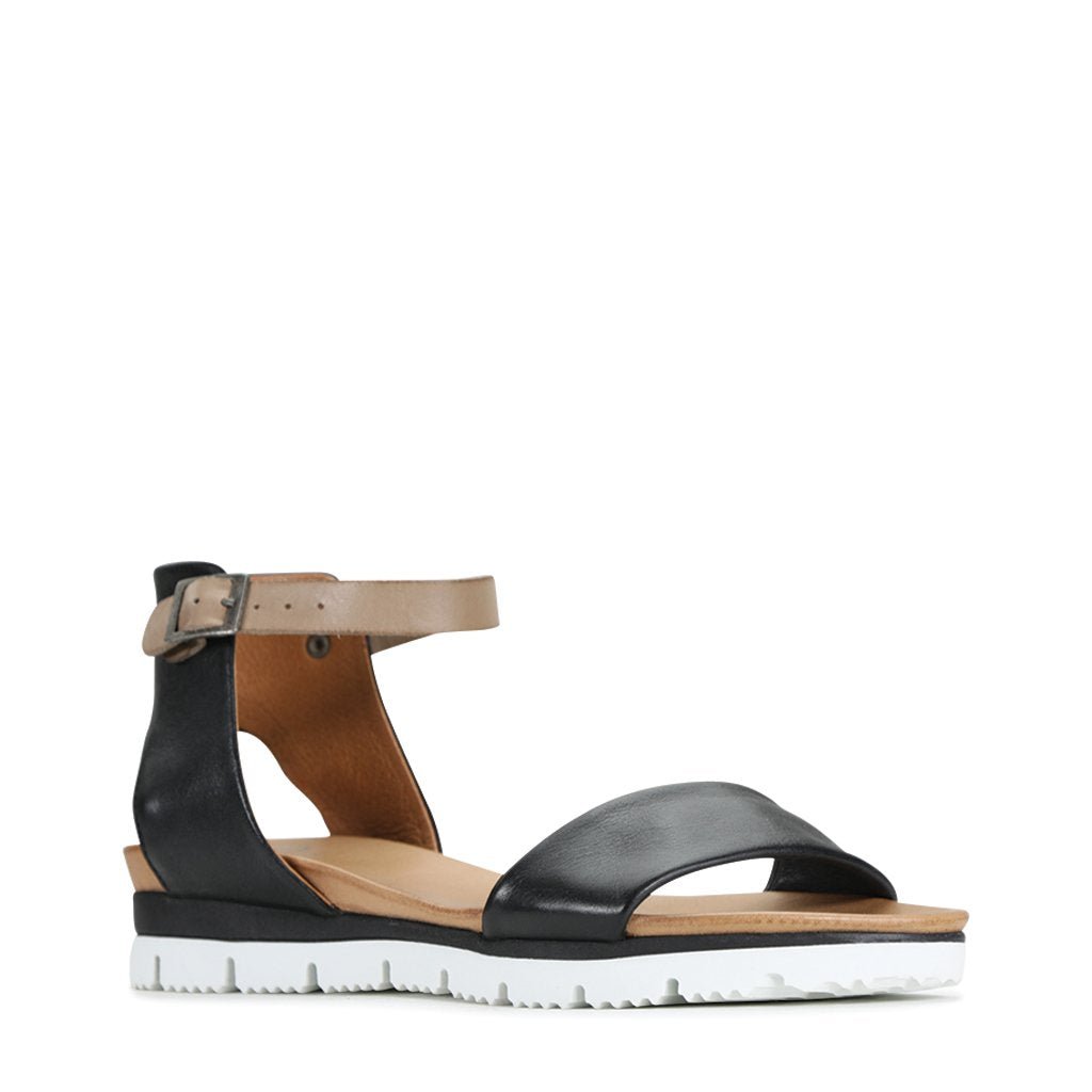SODA - EOS Footwear - Ankle Strap Sandals #color_Black/taupe