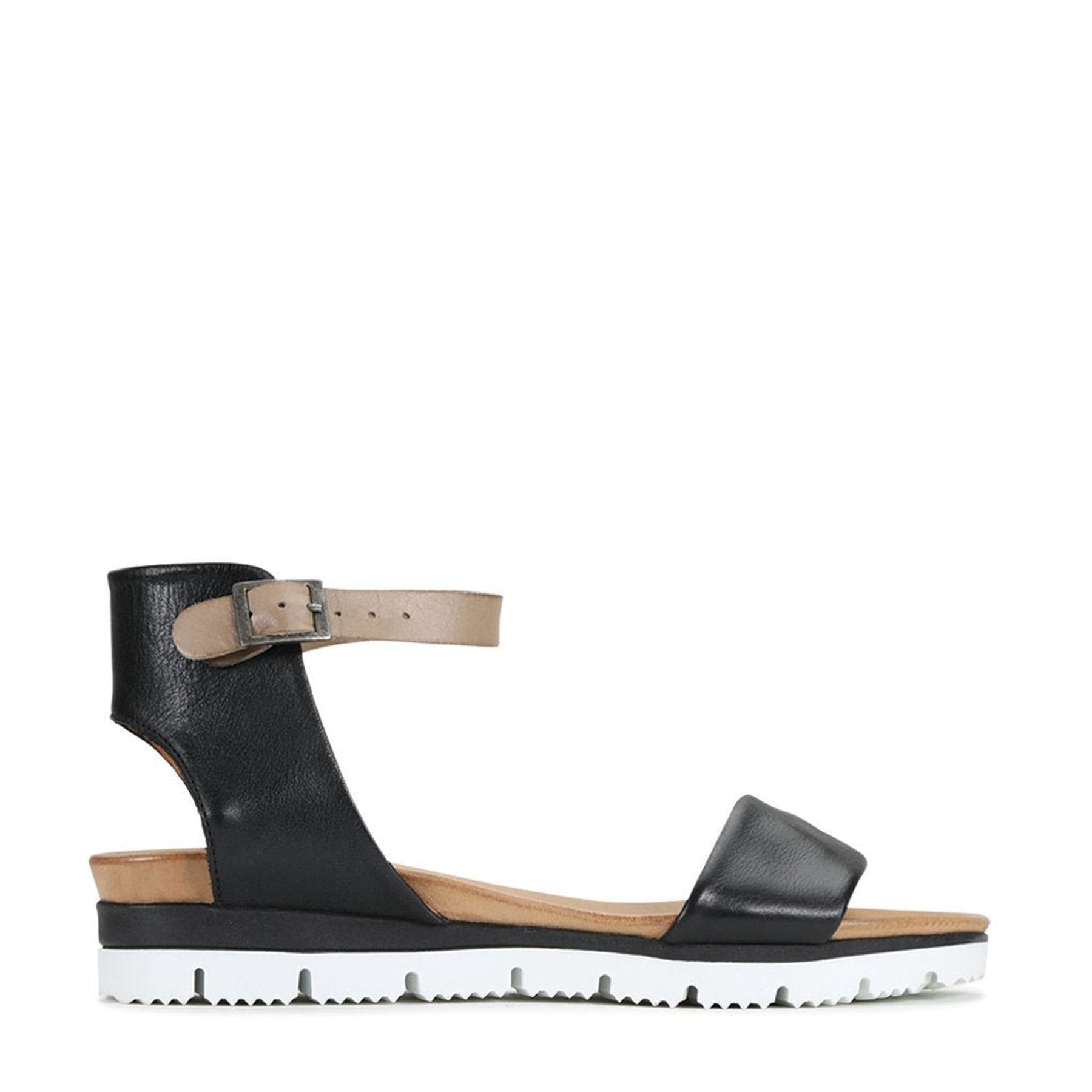 SODA - EOS Footwear - Ankle Strap Sandals #color_Black/taupe